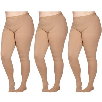 (3 Pairs) Made in USA - Compression Tights for Women 20-30mmHg - Womens Graduated Compression Pantyhose for Swelling, Embolism, Sclerotherapy, DVT - Beige, Large - A204BE3-3