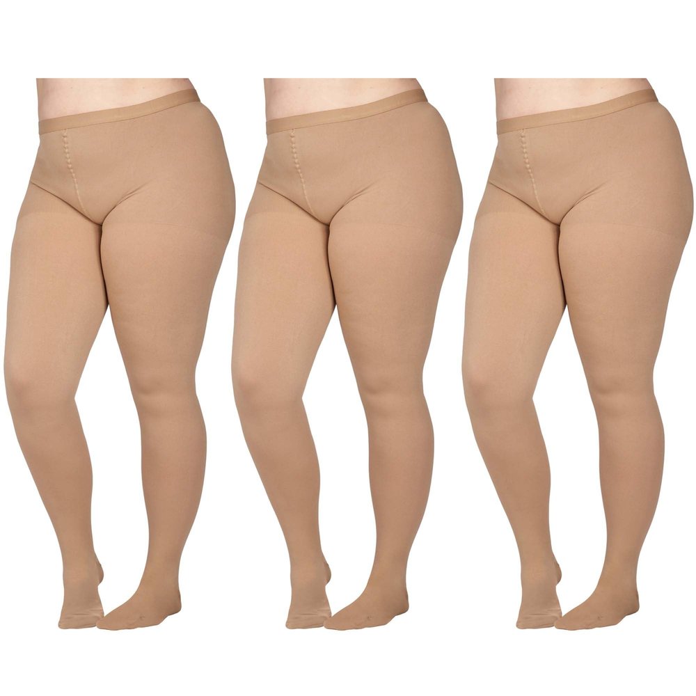 (3 Pairs) Made in USA - Compression Tights for Women 20-30mmHg - Womens Graduated Compression Pantyhose for Swelling, Embolism, Sclerotherapy, DVT - Beige, Large - A204BE3-3