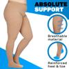 (3 Pairs) Made in USA - Compression Tights for Women 20-30mmHg - Womens Graduated Compression Pantyhose for Swelling, Embolism, Sclerotherapy, DVT - Beige, Large - A204BE3-3 view 4