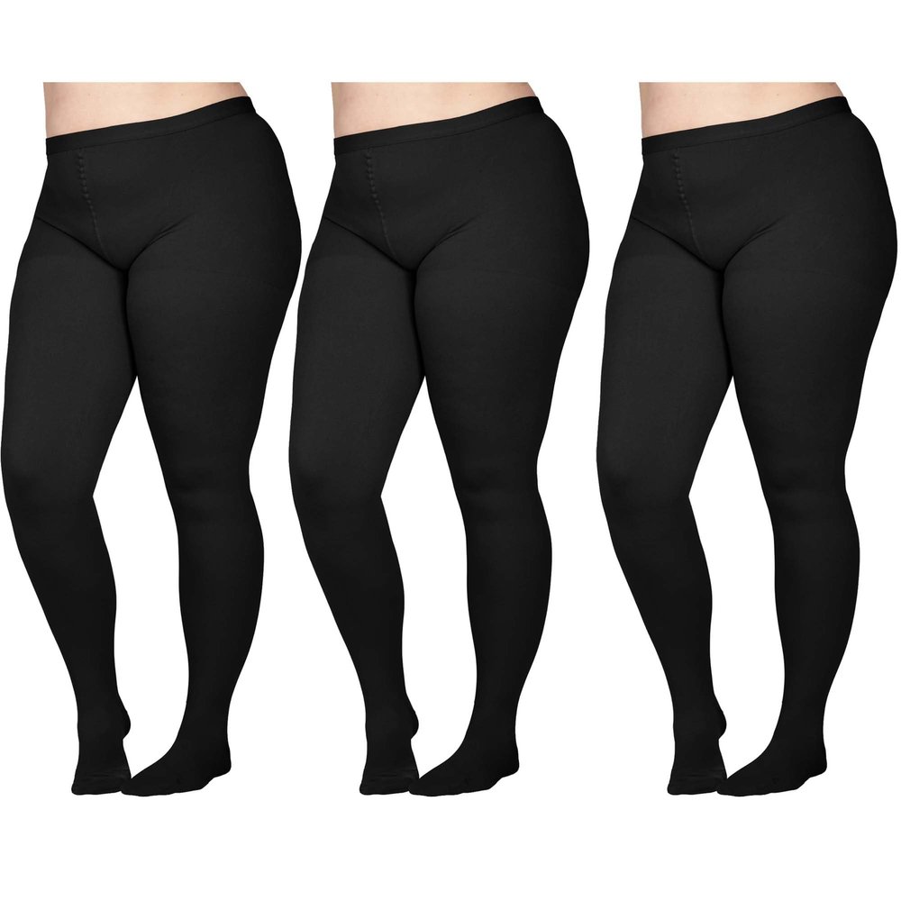 (3 Pairs) Made in USA - Plus Size Compression Pantyhose for Women 20-30mmHg - Graduated Support Tights for Varicose Veins Circulation during Pregnancy - Black, 2X-Large - A204BL5-3