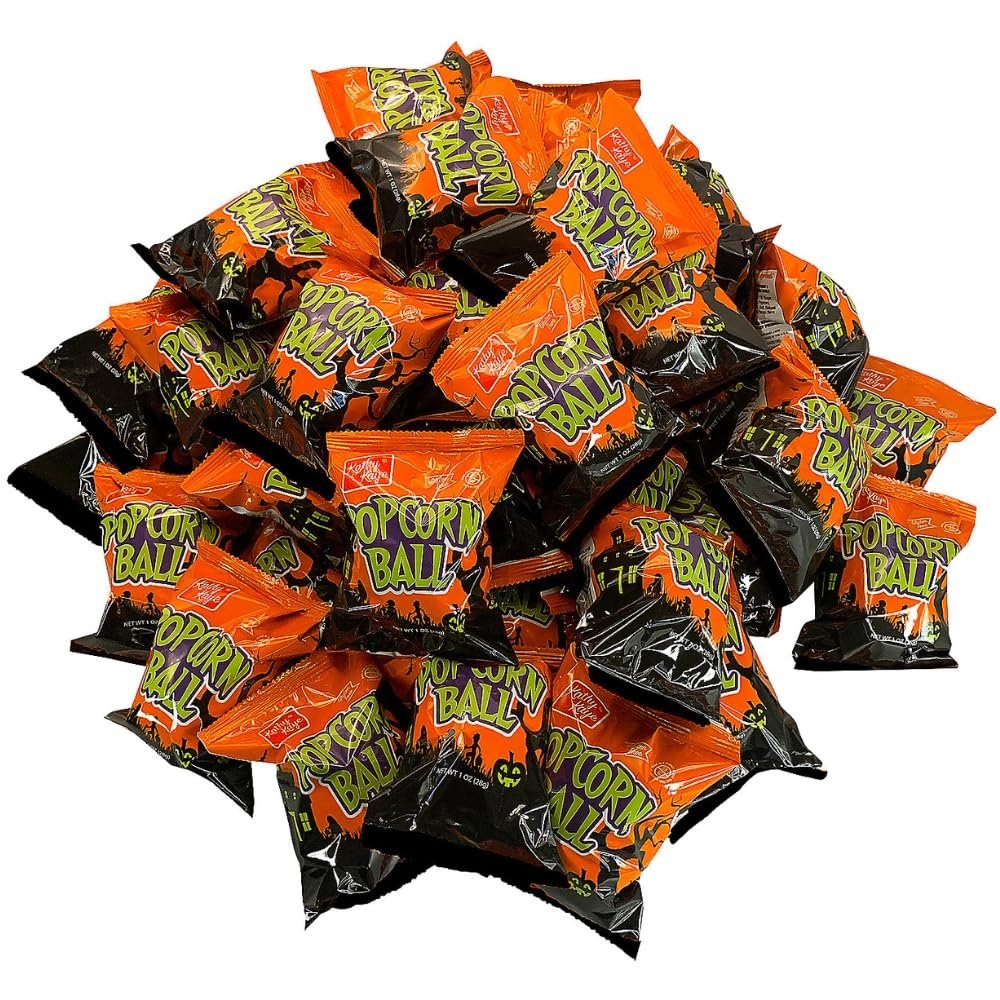 Kathy Kaye Halloween Popcorn Balls - 96 oz. (Pack of 100) - Individually Wrapped - Perfect for Trick-or-Treat, Halloween Parties, and Festive Celebrations