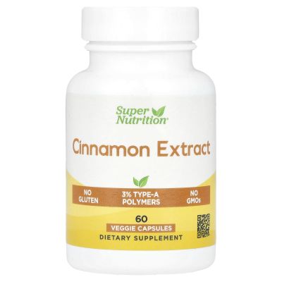SuperNutrition Cinnamon Extract, 60 Veggie Capsules (250 mg per Capsule)
