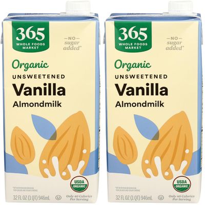 365 by Whole Foods Market, Organic Unsweetened Vanilla Almond Milk, 32 Fl Oz (Pack of 2)