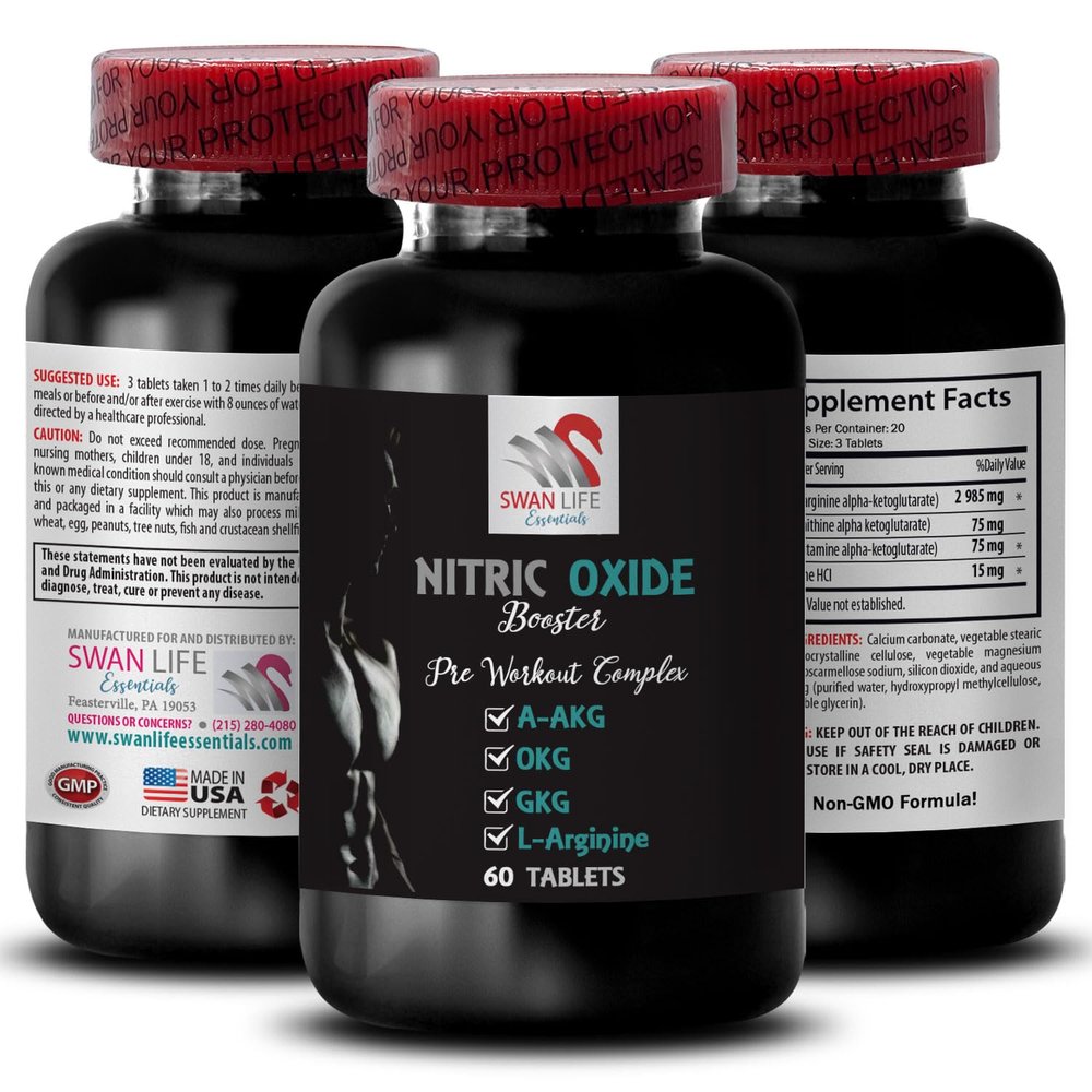 L-Arginine - Nitric Oxide Booster - Nitric Oxide, Daily Supplement, Strength Support, Endurance Support, Power Booster, Training Focus, Muscle Blend, Fitness Energy, Recovery Formula 1 Bottle 60 Tabs