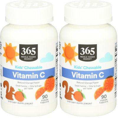 365 by Whole Foods Market, Kids Essentials Chewable Vitamin C, 90 Count (Pack of 2)