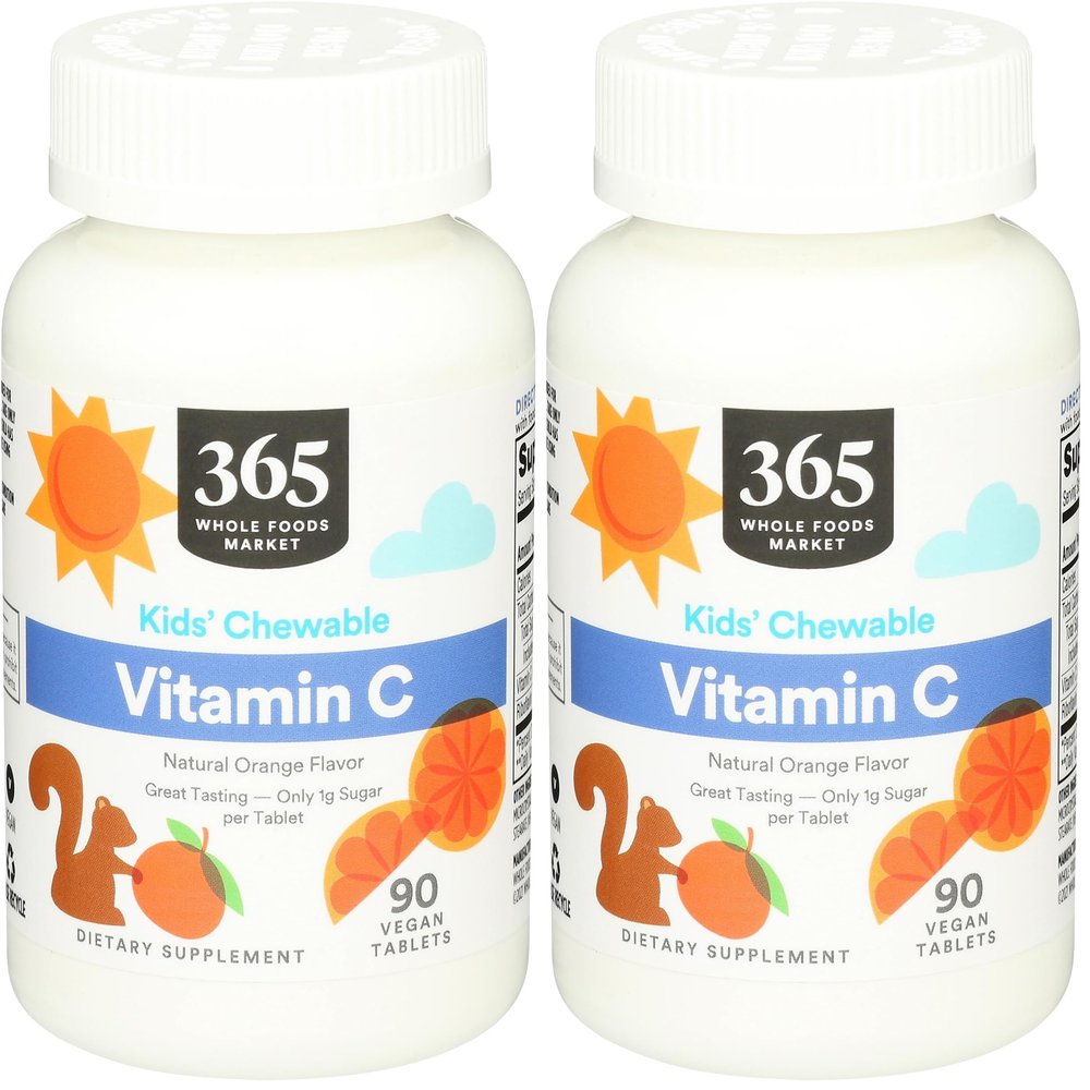 365 by Whole Foods Market, Kids Essentials Chewable Vitamin C, 90 Count (Pack of 2)