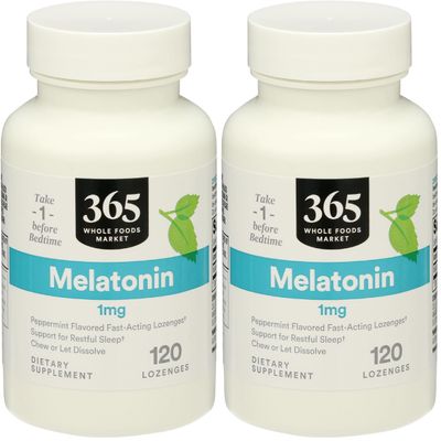 365 by Whole Foods Market, Melatonin 1Mg Peppermint, 120 LOunceenges (Pack of 2)