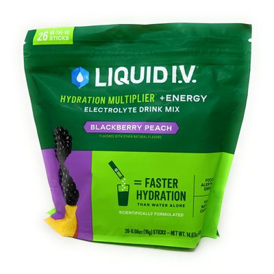 Liquid I.V. Hydration Multiplier + Energy Drink Mix, BlackBerry Peach (26 Pack)