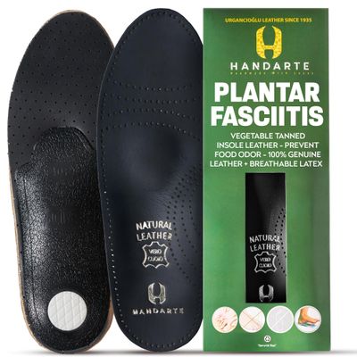 HANDARTE Leather Plantar Fasciitis Insoles | High Arch Support Inserts for Women | Overpronation Insoles for Flat Feet & Metatarsalgia Relief | Anti Odor - Durable - Anti Slip (US W6.5/7 | EU37)