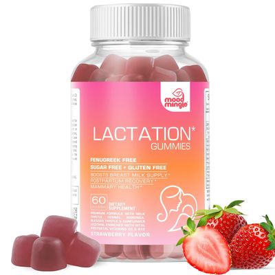 Mood Mingle Lactation and Postpartum Support Gummies - with Blessed Thistle, Fennel Seed, Milk Thistle, Moringa, Sunflower Lecithin, Vitamin D3 & B12 - Increase Milk Supply Milk Production