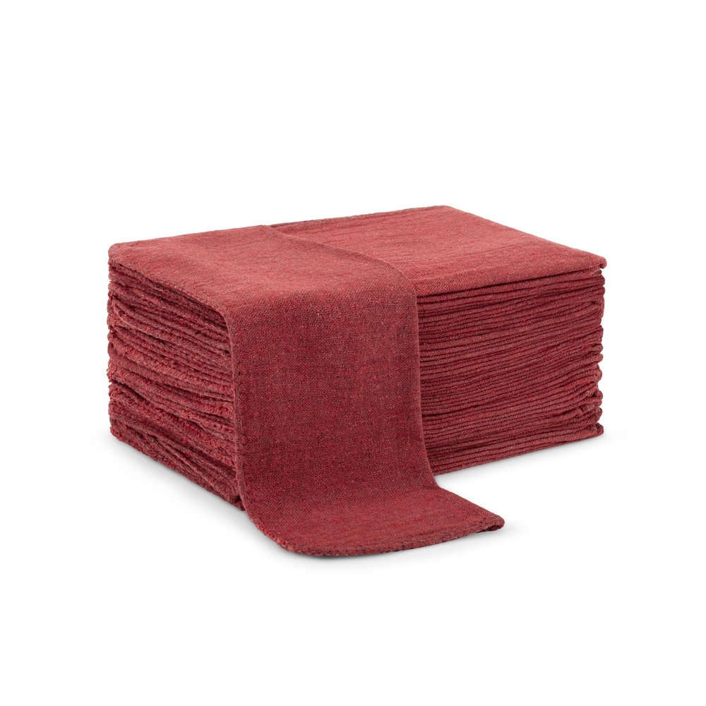 Arkwright Multipurpose Shop Towels - (Bulk Pack of 50) Absorbent & Quick Drying 100% Cotton Cleaning Shop Rags for Mechanic, Automotive, Restaurant, and Housekeeping, 12x14 in, Red