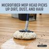 Casabella Spin Mop System with Extra Mop Head Refill - Two-Bucket Design with Splash Guard Built-in Measuring Cup and Scraper Tool with Easy Wring Pedal Spinner, 1.25-Gallon, Blue view 4
