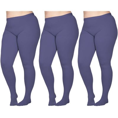(3 Pairs) Extra Wide Compression Tights for Women Circulation 20-30mmHg - Opaque Graduated Support Compression Pantyhose for Swelling, Post Surgery - Purple, 4X-Large - A204PR7-3