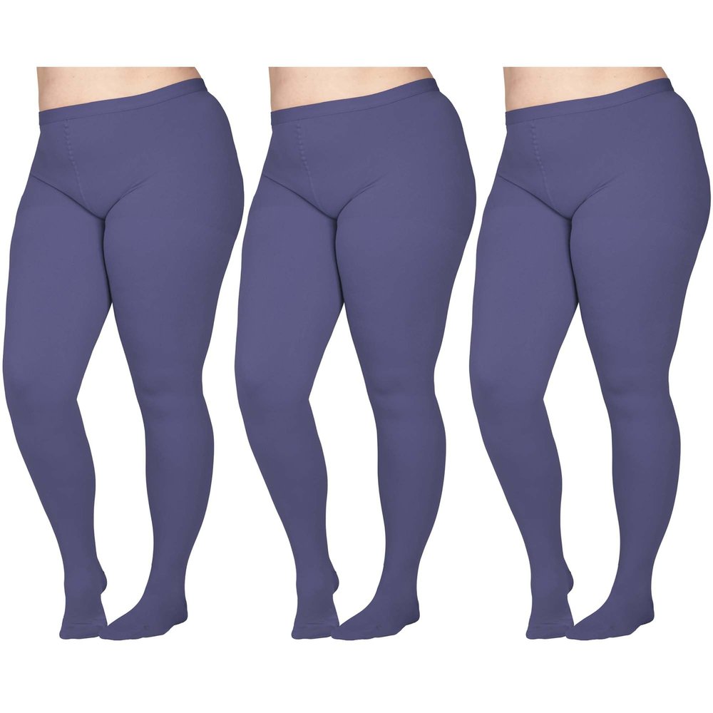 (3 Pairs) Extra Wide Compression Tights for Women Circulation 20-30mmHg - Opaque Graduated Support Compression Pantyhose for Swelling, Post Surgery - Purple, 4X-Large - A204PR7-3