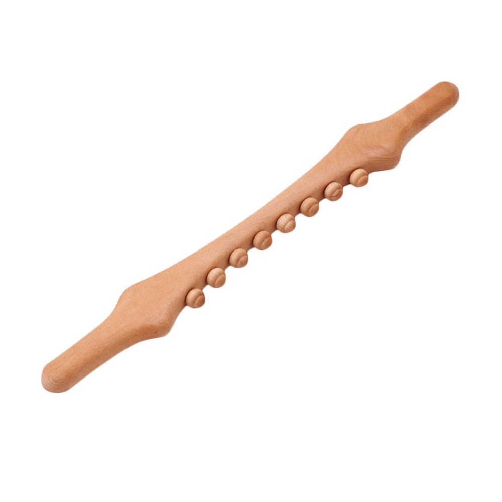 Hoement Professional Massage Stick Wooden Muscle Roller Teeth for Back Belly Massage