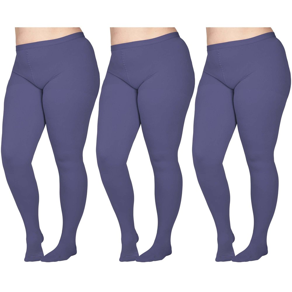 (3 Pairs) Plus Size Compression Pantyhose for Women 20-30mmHg - Opaque Graduated Compression Hose for Lymphedema, Leg Pain, Swelling, Edema - Purple, 3X-Large - A204PR6-3