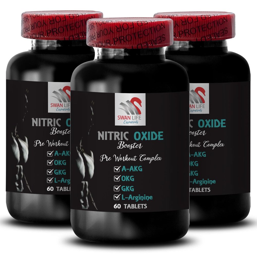 Nitric Oxide Supplements for Men - Nitric Oxide Booster - Nitric Oxide Booster Supplement, Endurance Support, Fitness Boost, Energy Blend, Workout Recovery, Performance Booster 3 Bottle 180 Tablets