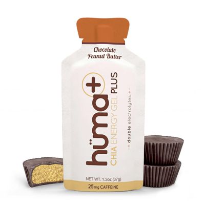 Huma Plus (Double Electrolytes) - Chia Energy Gel, Chocolate Peanut Butter, 12 Gels - Stomach Friendly, Real Food Energy Gels
