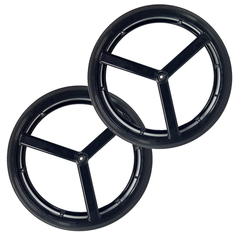 24 Inch Rear Wheels for Wheelchair, 24x1 Manual Wheelchairs Replacement Wheel, Pneumatic Wear-Resistant Tire, with 1/2" Bearing, for Sport Wheelchairs (1 Set of 2)