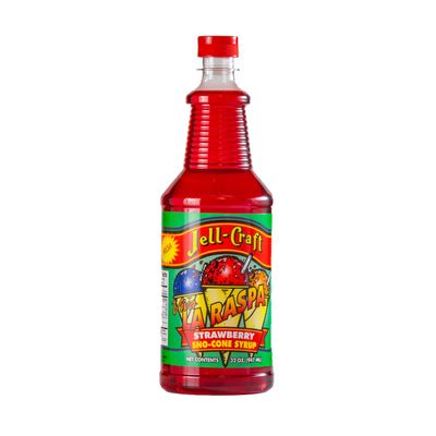 1-Pack Shaved Ice Syrup - Strawberry Flavor, Coffee, Slushie, Soda, and Drink Mixes 32oz Bottles 15680-32OZ-Strawberry-1PK-2D