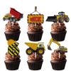 18pcs Gold Glitter Dessert Cupcake Topper Pick for Construction Tool Worker Six Years Old Theme Decor Supplies Kids Happy 6th Birthday Party Decorations view 1