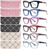 SIGVAN Oprah Style Reading Glasses for Women, Blue Light Blocking Oversized Square Computer Readers with Spring Hinge (6 Mix, 1.5, multiplier_x) view 1