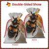 Bgshjvf Bee On Honeycomb Linen Gift Bag With Rope Drawstring Closure,With Kraft Paper Elevators,For Christmas,Birthdays,Parties view 3