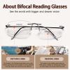Myfeasy Photochromic Bifocal Reading Glasses Titanium Frameless Men's Reading Glasses UV400 Anti-blue Light Glasses view 3
