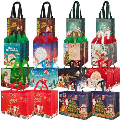 24pcs Christmas Gift Bags Assorted Sizes,Reusable Gift Bags With Handles for Presents, Gifts, Shopping, Party Favors Supplies,4 Extra Large 8 Large 8 Medium 4 Small Christmas Bags for Xmas Gifts