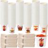 Tkifoda 600 Pcs 3 oz Chili Cook Off Cups 300 Pcs Disposable Paper Chili Tasting Cups Food Sample Cups 300 Pcs Wooden Spoons for Chili Cook off Decorations Mexican Party Supplies view 1