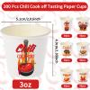 Tkifoda 600 Pcs 3 oz Chili Cook Off Cups 300 Pcs Disposable Paper Chili Tasting Cups Food Sample Cups 300 Pcs Wooden Spoons for Chili Cook off Decorations Mexican Party Supplies view 2
