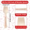 Tkifoda 600 Pcs 3 oz Chili Cook Off Cups 300 Pcs Disposable Paper Chili Tasting Cups Food Sample Cups 300 Pcs Wooden Spoons for Chili Cook off Decorations Mexican Party Supplies view 3