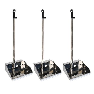 3 Pack Stainless Steel Dustpan Metal Dustpan with Handle Heavy Duty Dust Pan Upright Dust Pan for Home Office Lobby