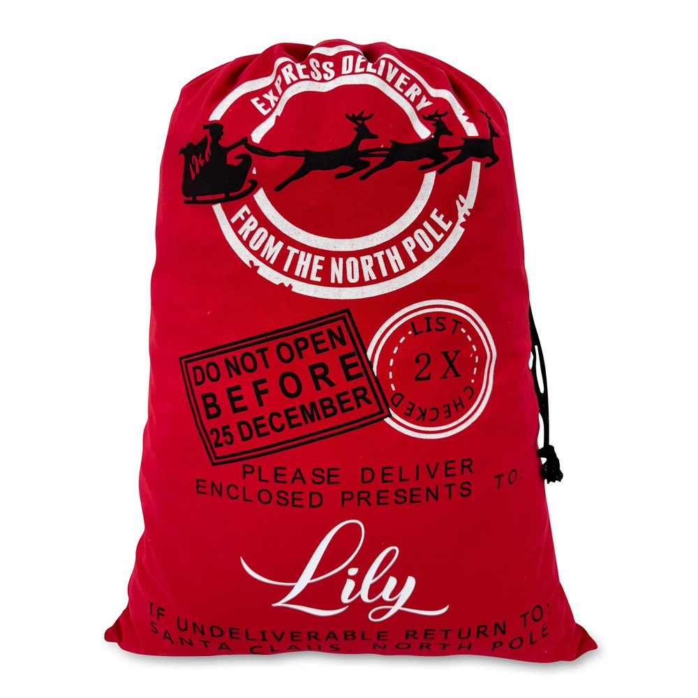 TEEAMORE Custom Christmas Santa Bag Personalized Jumbo Gift Sack Add Your Name Package Storage Christmas Party Supplies Favors 19.5x27.5 Inches Style-2