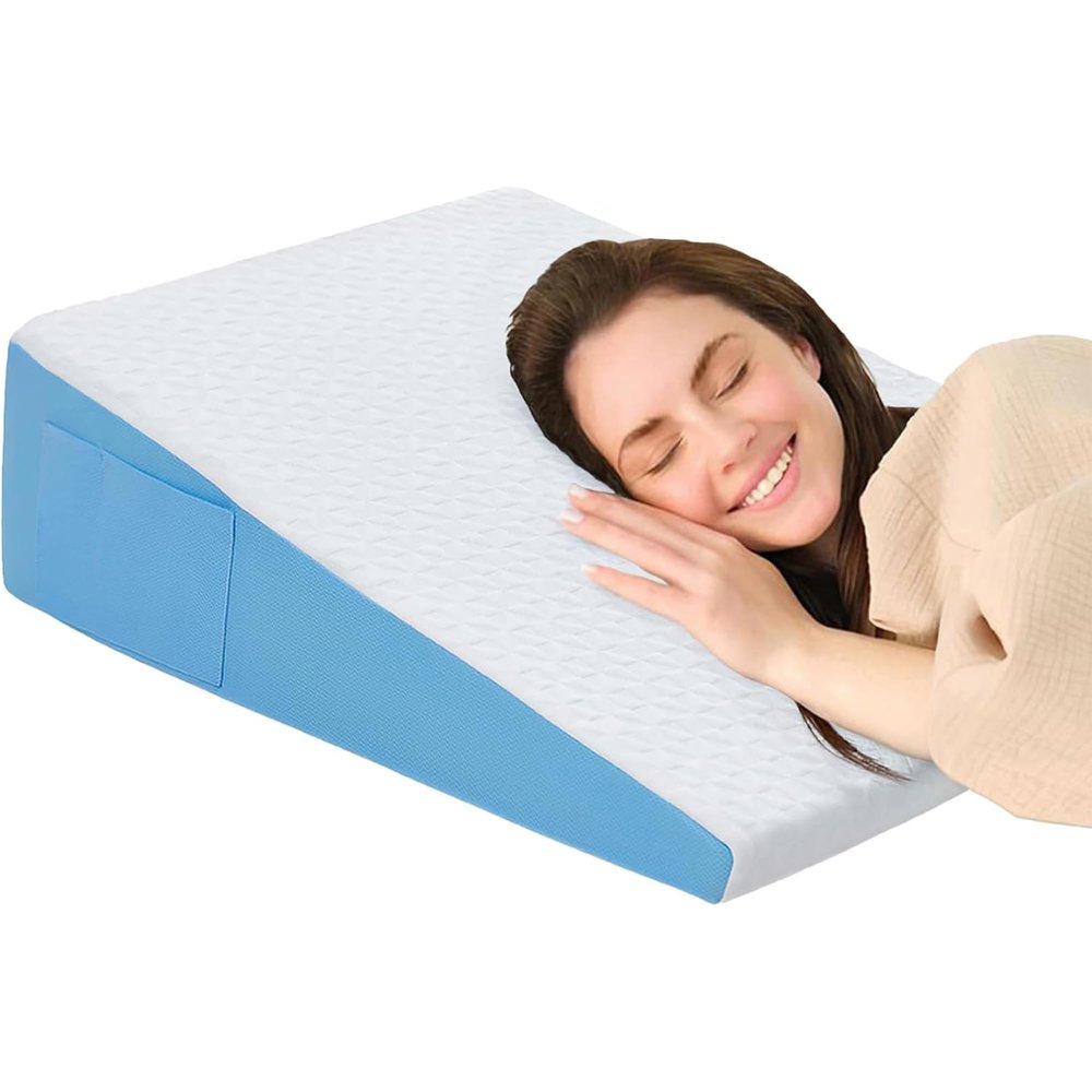 COLDHUNTER Wedge Pillow for Sleeping, 7.5" Bed Wedge After Surgery, Back Pain Relief, Memory Foam Pillow Triangle Incline Wedge for Back Support, Leg Elevation