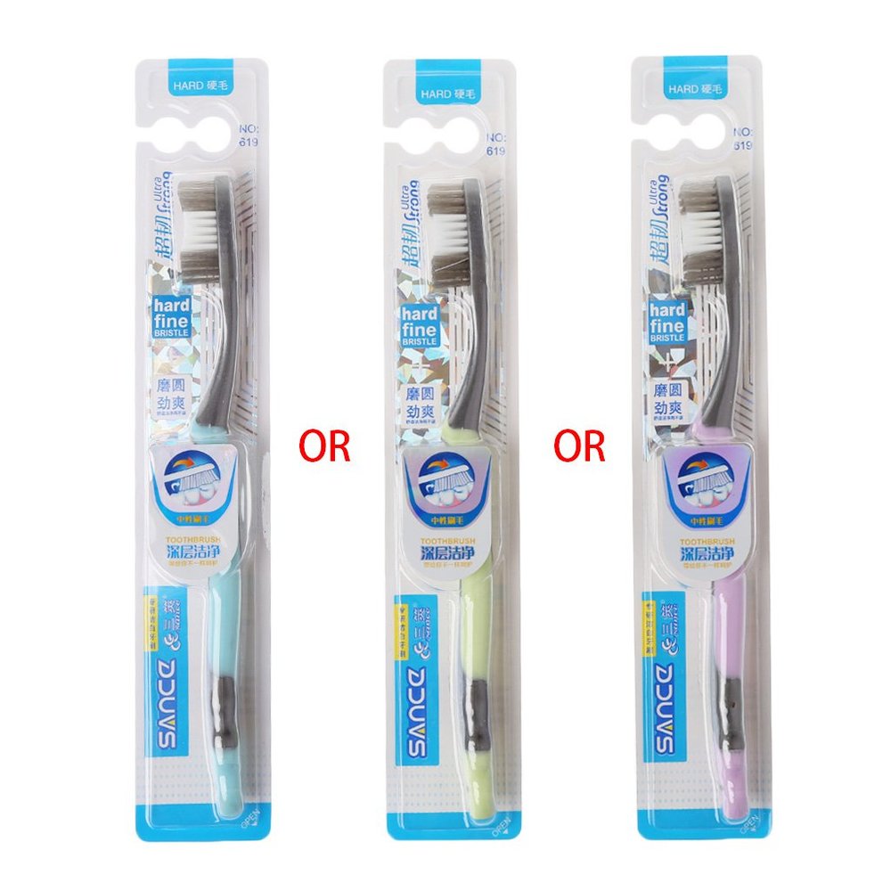 1pc Super Hard Bristles Tooth Brush For Adult Remove Coffee