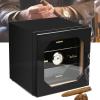 Cigar Humidor, Cedar Wood Cigar Box, Humidor With Hygrometer And Removable Cedar Tray, Black High-Gloss Piano Paint, Cigar Accessories, Holds 50-70 Cigars, Cigar Gifts For Men view 1