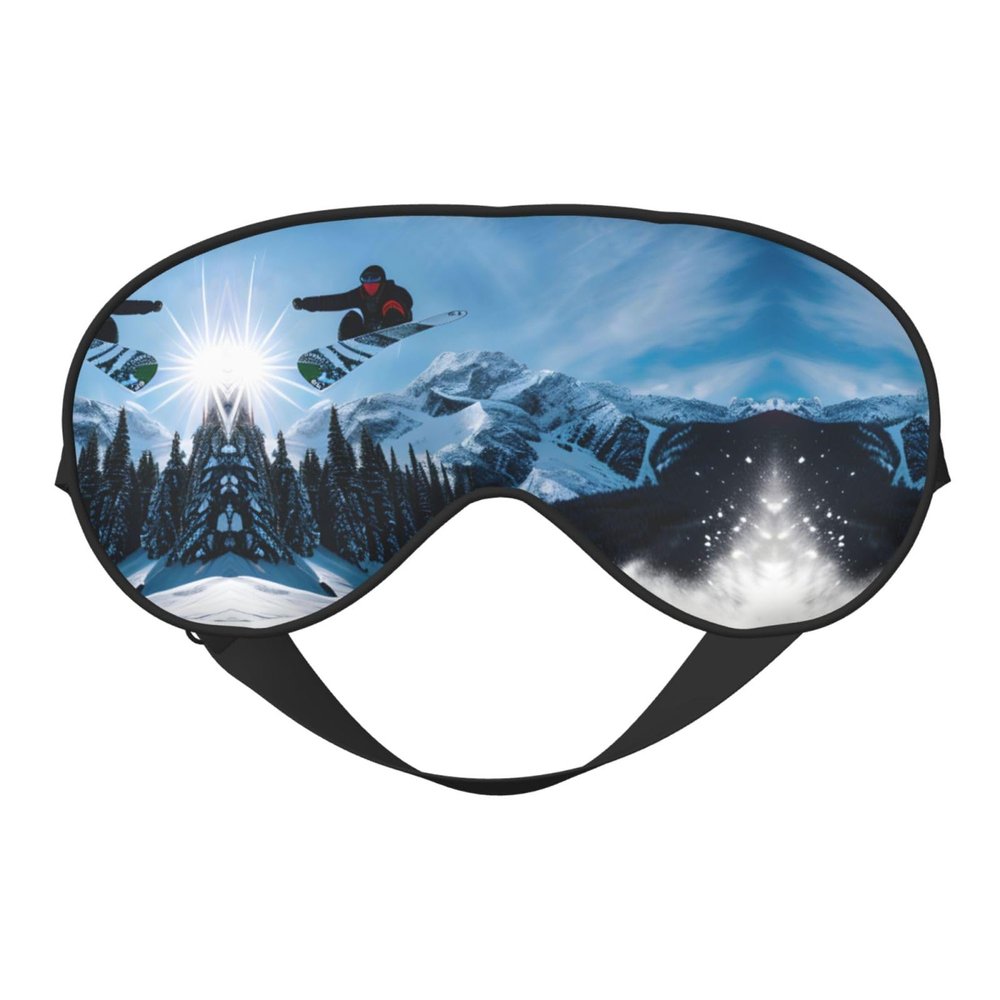 Snowboarding Print Sleep Eye Mask for Men Women,Night Blindfold, Breathable Soft Eye Shade Cover for Travel
