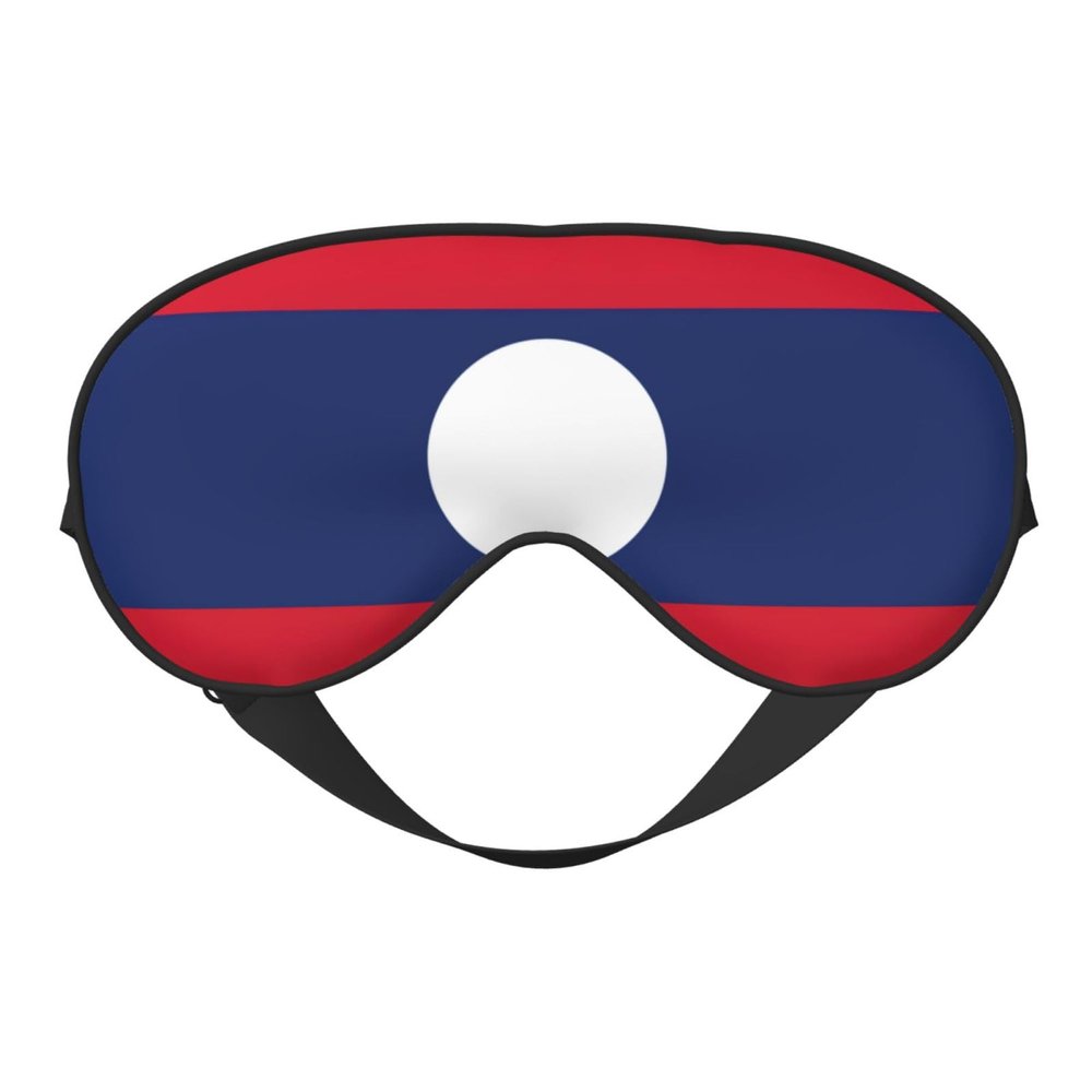 Flag of Laos Print Sleep Eye Mask for Men Women,Night Blindfold, Breathable Soft Eye Shade Cover for Travel