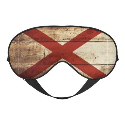 Alabama State Flag On Old Wood Grain Postcard Print Sleep Eye Mask for Men Women,Night Blindfold, Breathable Soft Eye Shade Cover for Travel