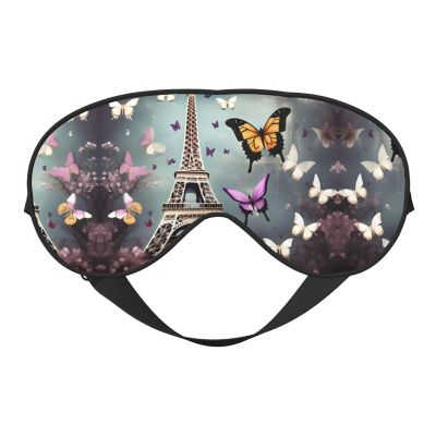 Romantic Paris Butterfly Eiffel Print Sleep Eye Mask for Men Women,Night Blindfold, Breathable Soft Eye Shade Cover for Travel
