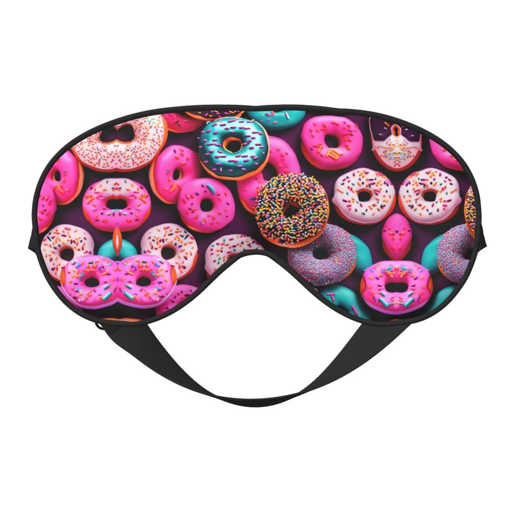 Donut Print Sleep Eye Mask for Men Women,Night Blindfold, Breathable Soft Eye Shade Cover for Travel
