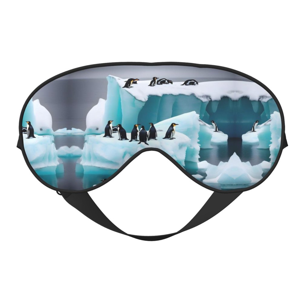 Penguins On The Iceberg Print Sleep Eye Mask for Men Women,Night Blindfold, Breathable Soft Eye Shade Cover for Travel