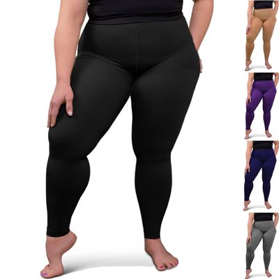 ABSOLUTE SUPPORT Plus Size Footless Compression Thigh Highs (20-30mmHg) - Enhanced Comfort During Nursing & Pregnancy, Black, Small