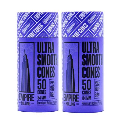 Empire Rolling Pack of 2 Tubes 100 Premium Ultra Smooth Purple Pre-Rolled Cones | Unbleached Fibers, Organic, 1.25" 1 1/4 Size, Slow Burn, High-Quality