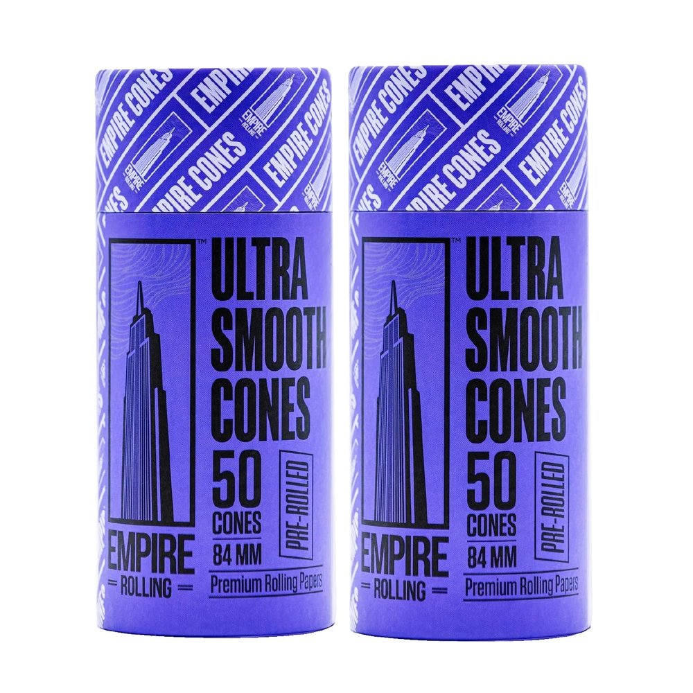 Empire Rolling  Pack of 2 Tubes  100 Premium Ultra Smooth Purple Pre-Rolled Cones | Unbleached Fibers, Organic, 1.25" 1 1/4 Size, Slow Burn, High-Quality