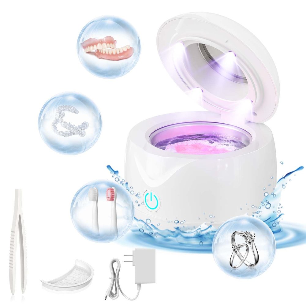 Hoffeins Ultrasonic Retainer Cleaner Machine 45kHz 200ml Portable Ultra Sonic Retainer Cleaner for Dental Retainer Mouth Guards Aligner Night Guard Braces Toothbrush Jewelry