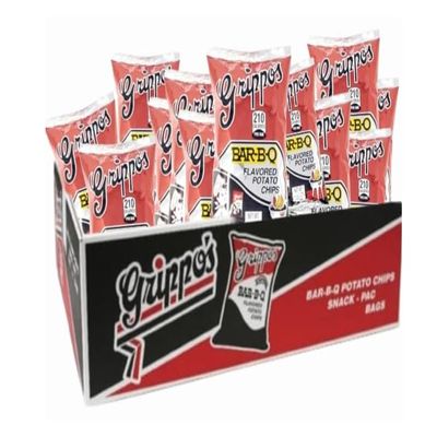 Grippo's BBQ Potato Chips 12-Pack, 1.5 Ounce Individual Bags, Includes GreenZep Sticker