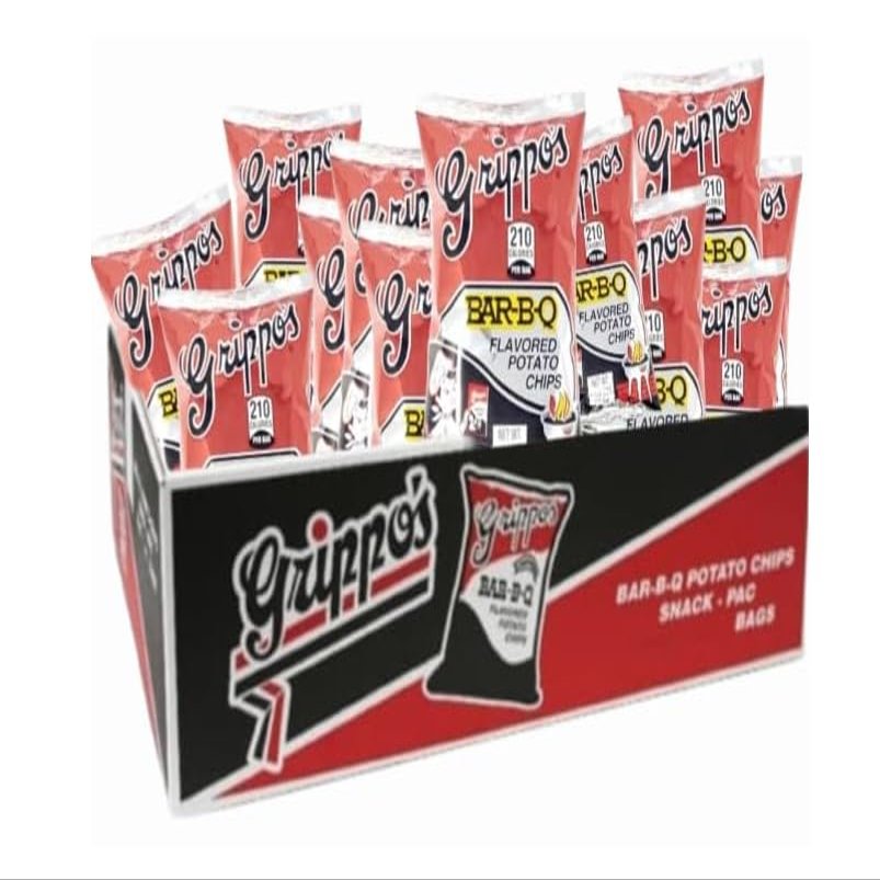 Grippo's BBQ Potato Chips 12-Pack, 1.5 Ounce Individual Bags, Includes GreenZep Sticker