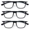 V.W.E. 3 Pairs Lightweight TR90 Wide Fitment Reading Glasses With Extended Temple (3 Black, 4.00, x) view 1